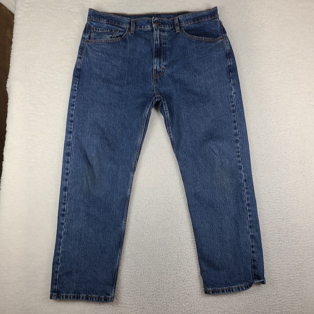 Levi's 505 Jeans Mens 38x29 Blue Regular Fit Straight Leg Dark Wash Denim *